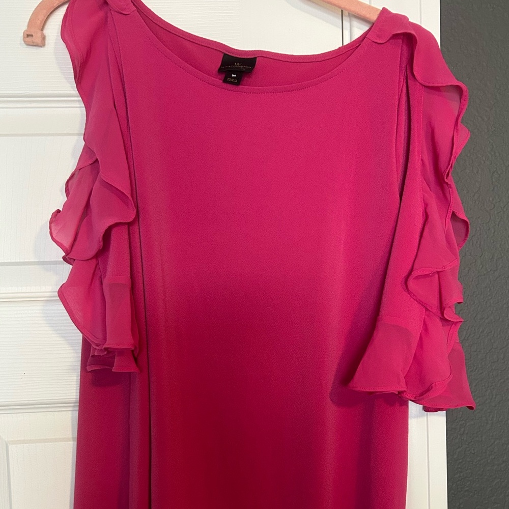 Worthington Fuchsia Ruffle Sleeve Blouse